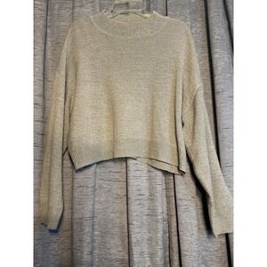 H&M Divided Gray Knit Mock Neck Cropped Long Sleeve‎ Pullover Sweater Large